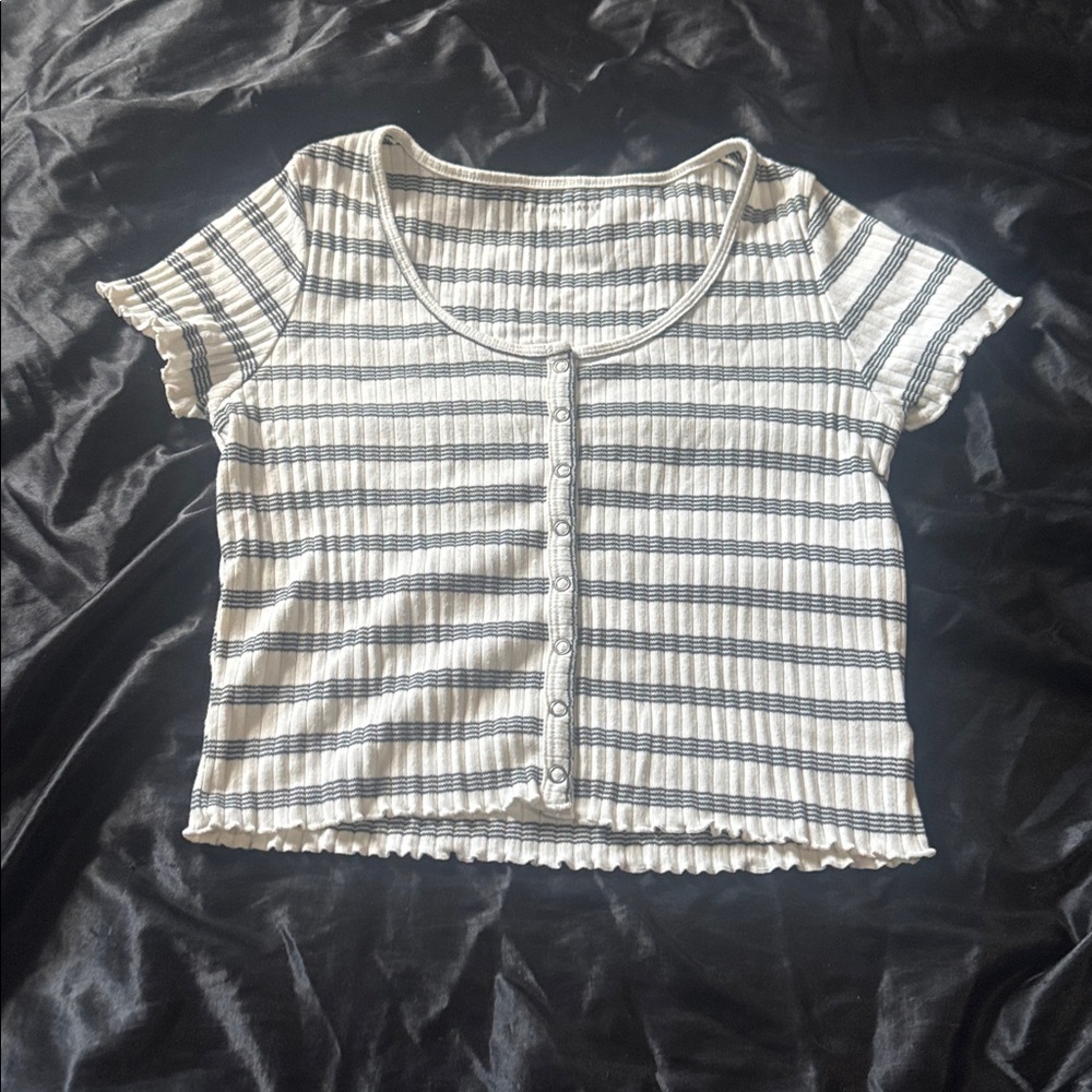 American Eagle Outfitters Black and White Striped Top